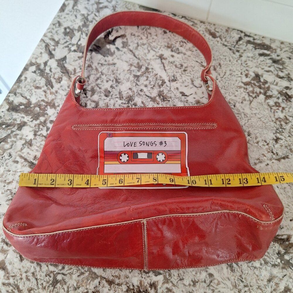Cole Haan Red Leather Tote with Cassette Graphic. Cute and Classic! - Picture 10 of 14